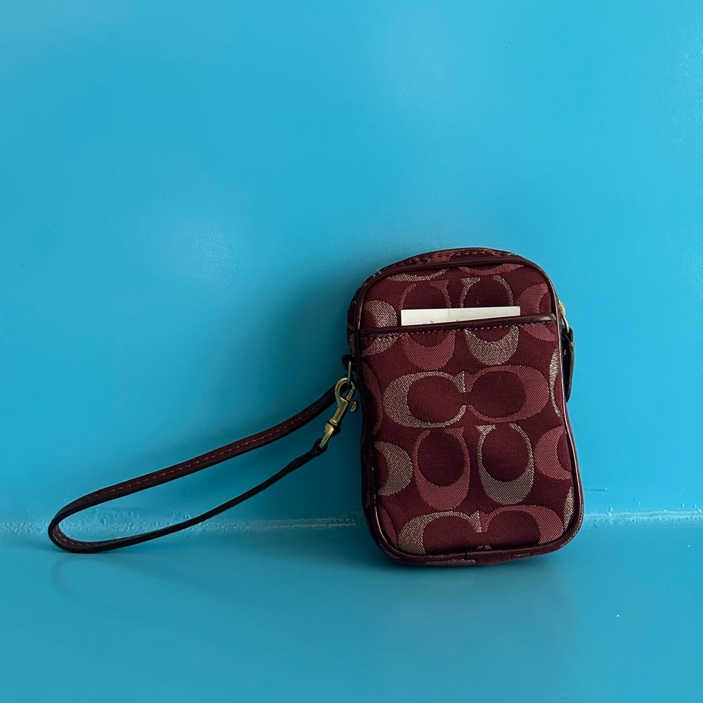 Maroon Coach Mini Wristlet